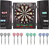 Best Sporting Dartscheibe elektronisch Wembley I elektronische Dartscheibe mit LED-Anzeigen I E-Dartscheibe mit 12 Dartpfeilen & Ersatzspitzen I Dartboard Kabinett offizielle Turniermaße