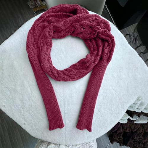 Scarf with Sleeves for Women Knitted Cable Wrap Shawl with Sleeves Multifunctional Asymmetrical Sweaters3