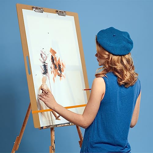 Lincia 4 Pcs Artist Sketch Tote Board with Clips Handle Rubber Band, 5 mm Thickness Drawing Painting Clipboards Large Portable Lightweight Brown Pad for Class Artists Student (23 x 26 Inch) by Lincia - Image 5