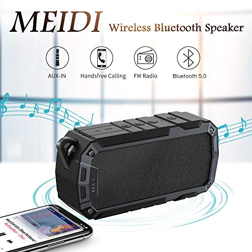 Meidi Wireless Bluetooth Speakers Portable Ipx5 Waterproof Outdoor Speakers 20-Hour Playtime Support Aux Line-In, Built-In Mic Handsfree Call For Camping, Travel, Hiking #TOP1