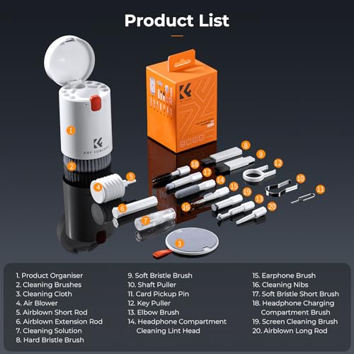 K&F Concept 20 In 1 Kit Pulizia Elettronica Multifunzionale Portatile-Pulizia Tastiera, Pc Schermo, Cellulare, Obiettivi, Fotocamera, Utensili Di Pulizia Per Molteplici Circostanza - 8