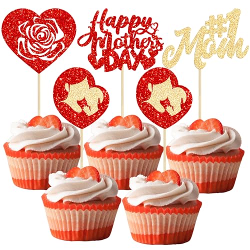 Adornos para cupcakes del Día de la Madre para celebrar el amor de mamá