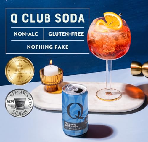 Image of Q CLUB SODA - Club soda with Himalayan Salt - Ideal for Cocktails & Mocktails - No Sugar, Perfectly Carbonated, & Gluten-Free - 0 Calories - 7.5 Fl oz Seltzer Water Cans (Pack of 24)