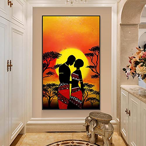 Impression photo coucher de soleil paysage toile amoureux africain art mural 55x95 cm - 3