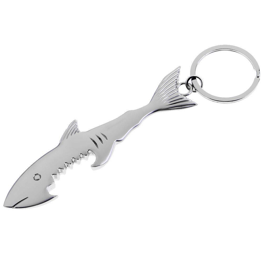 ELECTROPRIME Mini Shark Shaped Bottle Opener Metal Animals Model Men Key Ring Key Chain
