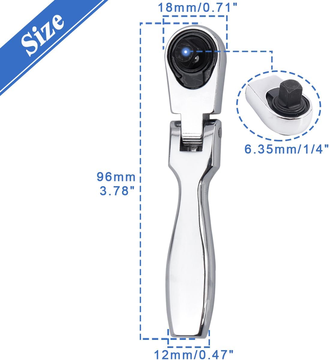 Wolfride 2 in 1 Flexible Head Ratchet Wrench, 1/4" Drive 72 Teeth Quick Release Ratchet Wrench Torques Socket Spanner Ratcheting Combination Wrench