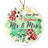 UniqUs First Christmas Married Ornament 2021 Our First Christmas Ornament 2021 As Mr & Mrs Bride & G