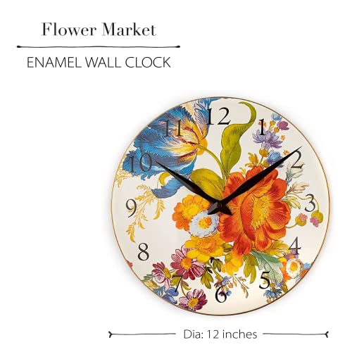 MACKENZIE-CHILDS-Wall-Clock-Decorative-Clock-for-Kitchen-and-Living-Room-White-Flower-Market MACKENZIE CHILDS Wall Clock Decorative Clock for Kitchen and Living Room White Flower Market