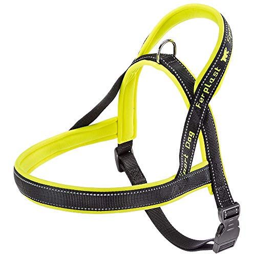 Ferplast Pettorina per Cani Sport, Taglia Grande, Svedese, Imbottitura Soffice, Cuciture Riflettenti, Chiusura con Clip a Scatto, Etichetta per Nome dell'Animale, Giallo