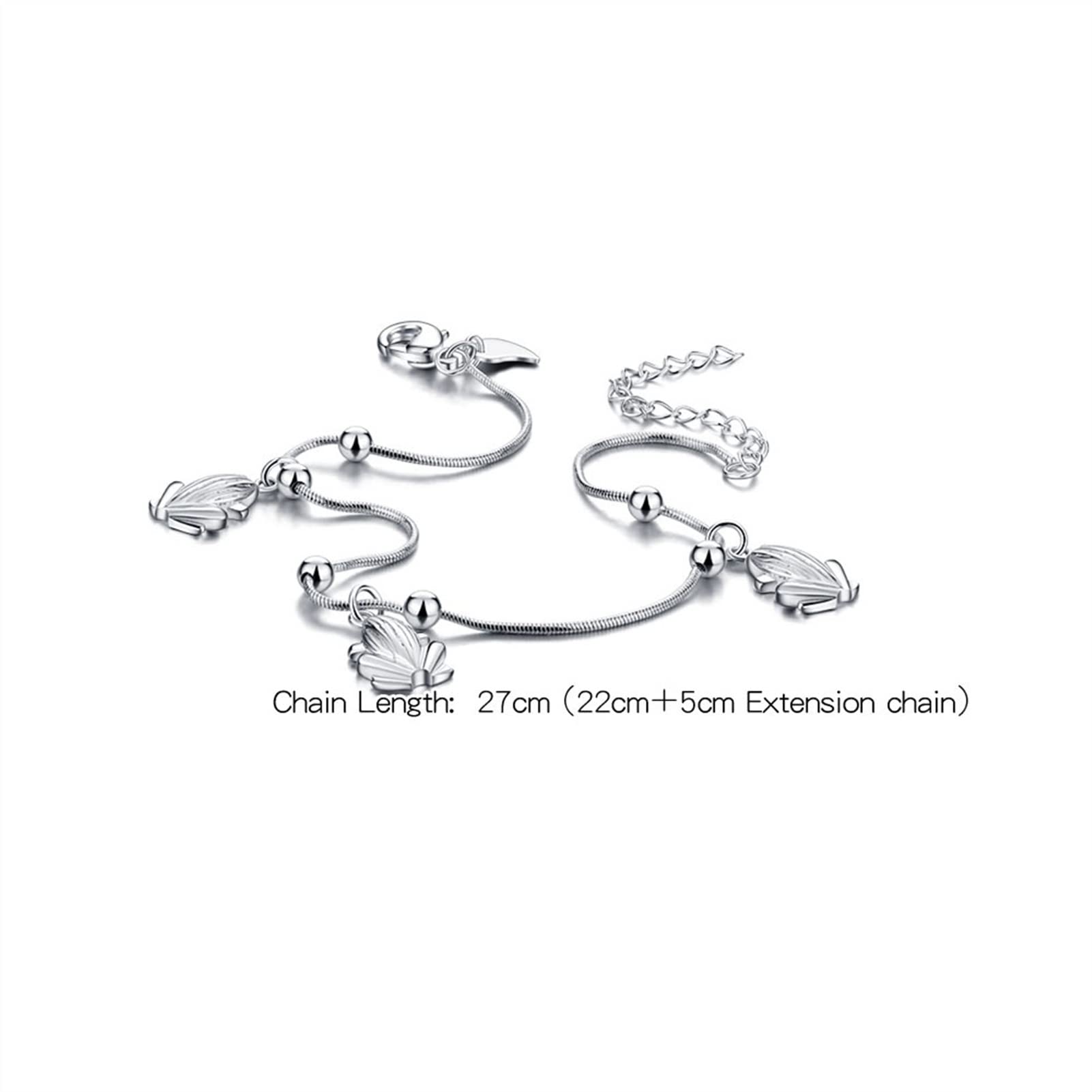 Fußkettchen/Fußkettchen Fußkettchen für Damen, modisch, schlicht, 925er Sterlingsilber, Damen-Fußkettchen, Armbänder, massives Silber, Doppelperlenketten, Strand, Barfußsandalen, Schmuck, Fußkettchen