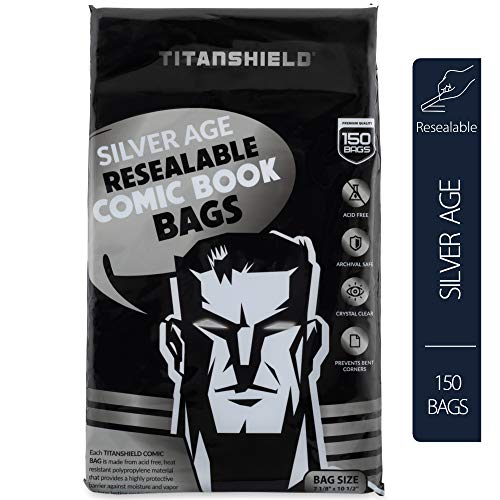TitanShield Silver Age Bolsas de cómics reutilizables (150 unidades)