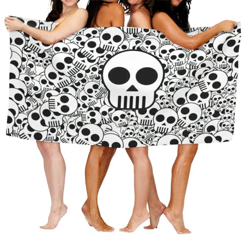 Serviette de bain microfibre douce drap de douche imprimé crânes - 8