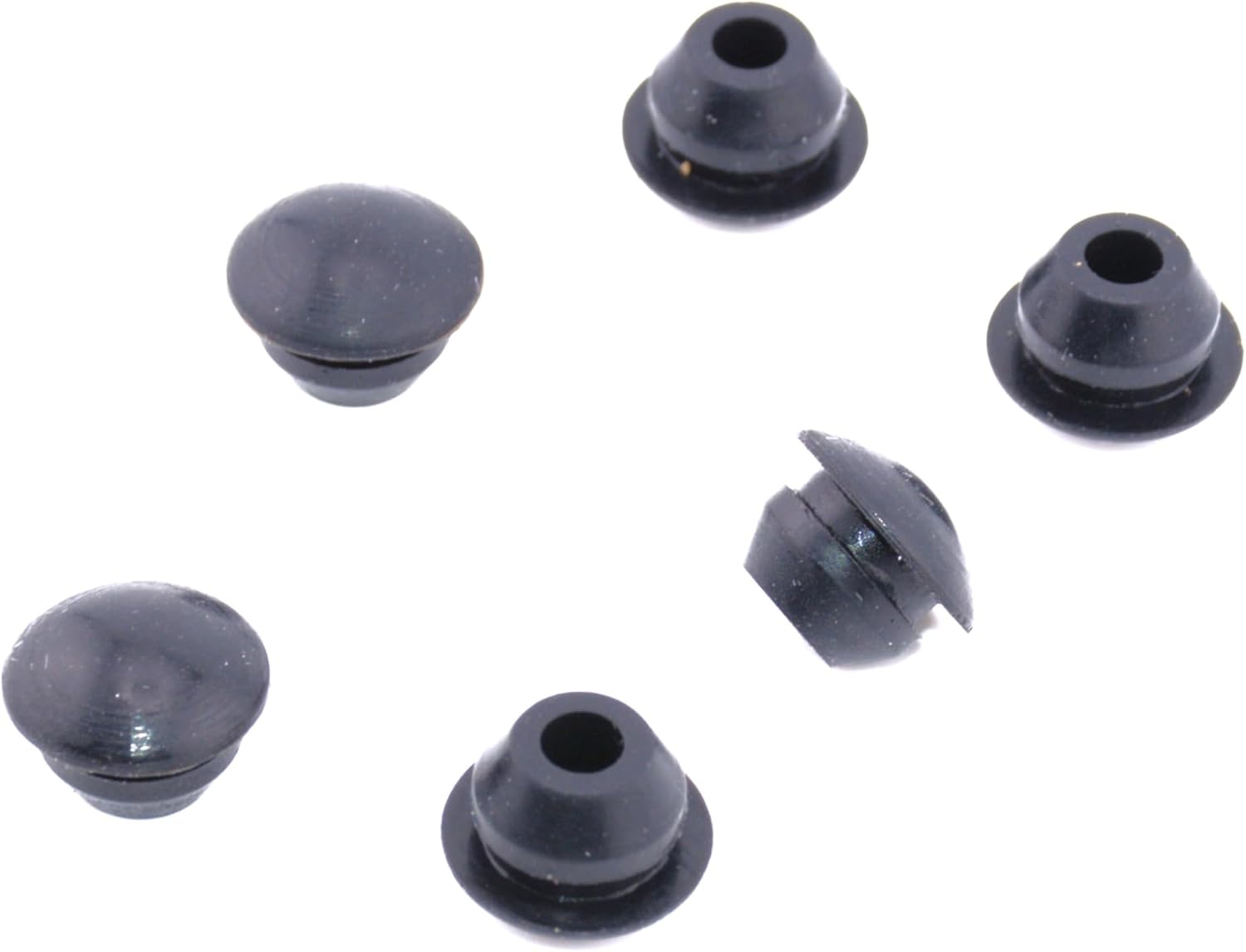 Generic Rubber Bumper/Feet Fits 1/4"" Hole w 7/16” OD, Dome Shaped, 1/8"" Height, Fits 1/16"" Thick Materials (48), Black, KF-TNF6