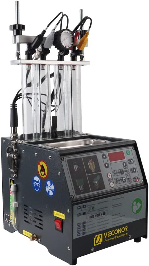 VECONOR Intelligent Car Fuel Injector Tester Cleaning Machine Injector Ultrasonic Cleaner 4-Cylinders