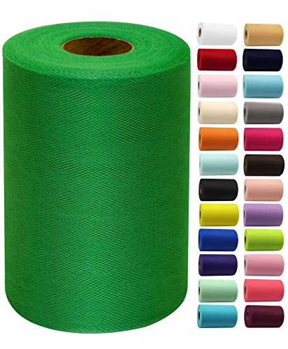 Emerald Green Tulle Fabric Rolls 6 Inch by 100 Yards (300 feet) Fabric Spool Tulle Ribbon for DIY Tutu Christmas Gift Wrapping Bow Baby Shower Birthday Party Wedding Decorations Craft Supplies