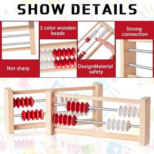 Image of 8 Pcs Mini 20-Bead Wooden Rekenrek Abacus, Abacus for Kids Math, Math Counters Manipulatives Counting Rack for Kids Educational Toys Elementary Toddlers Preschool Learning