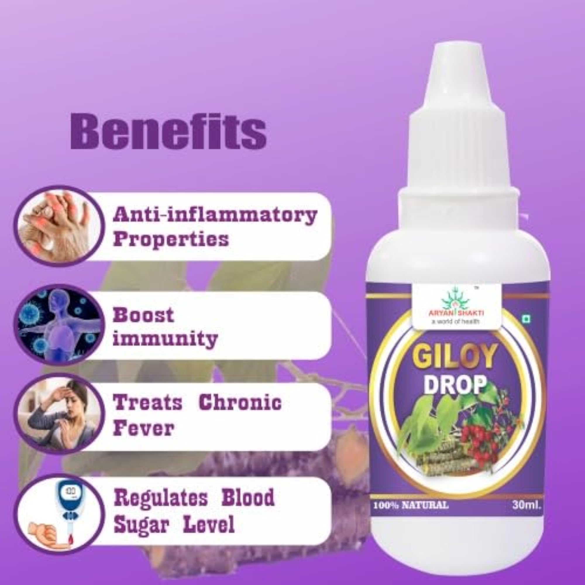 Natural Giloy Drops for Stamina & Immune Health, Herbal Support