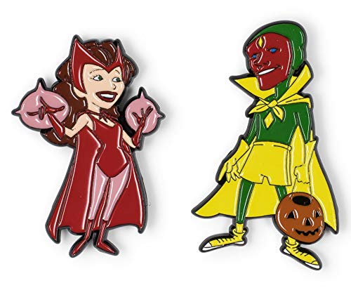 SalesOne LLC Marvel Studios WandaVision Limited Edition Premium Enamel Pins Set of 2 | Scarlet Witch and The Vision | Halloween-Themed Collectible Superhero Accessories, Red, One Size
