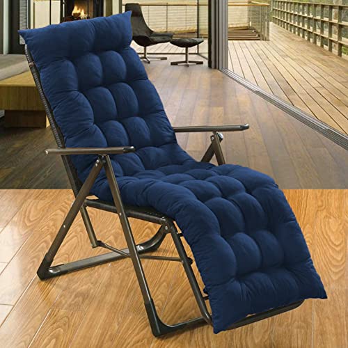 Image of Super Comfy Long Rocking Chair Cushion /Bench Back Seat Pad Cotton Handmade Quilts (Dark Blue -18 x 50 Inch)