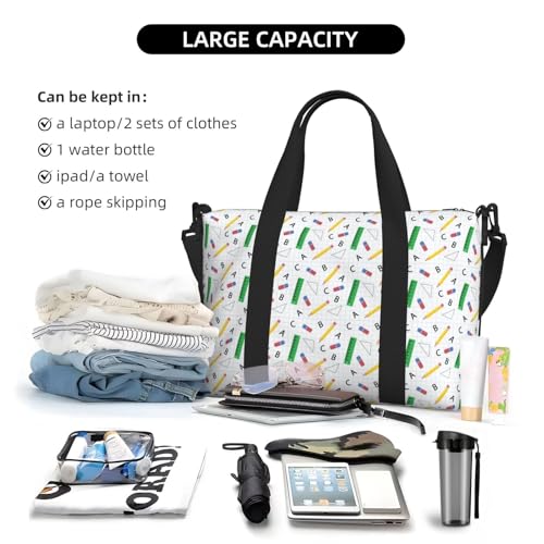 Carry On Duffle Bags Overnight Weekender Bags for Women, pencil ruler Personal Item Travel Bag, Travel Essentials Sport Gym Bag for Men Women4