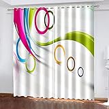 AMDXD Rideau Exterieur Rose Vert Blanc, Rideau Polyester Lignes Géométriques Colorées Rideau Polyester 214x274cm