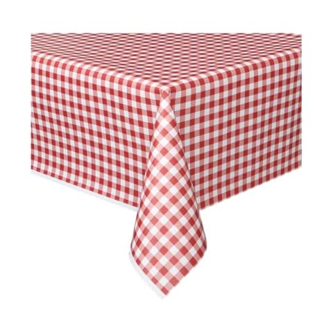 Unique UK Gingham Rectangular Plastic Table Cover - 54" x 108" | Red | 1 Pc Cover