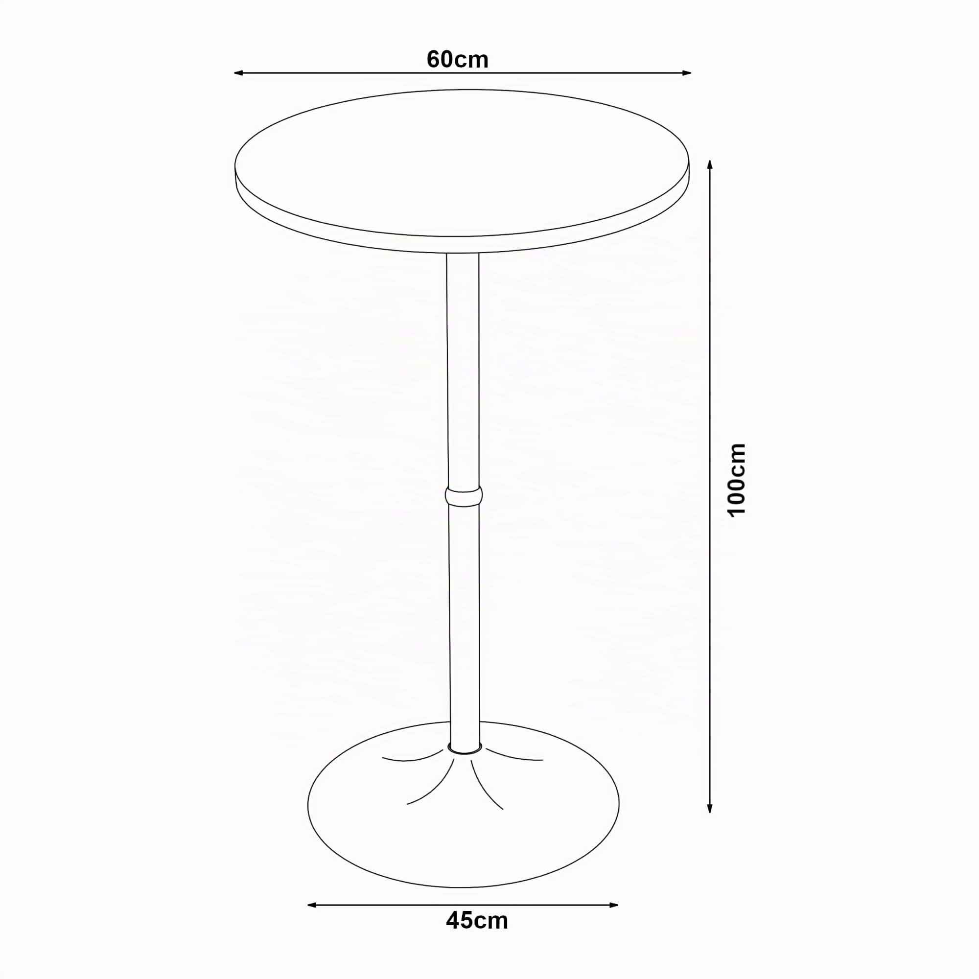 [en.casa] Bartisch Vantaa 100xØ60 cm mit Metallgestell rund Walnussoptik