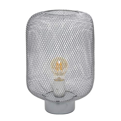 Simple Designs LT1072-GRY Metal Mesh Industrial Table Lamp, Gray