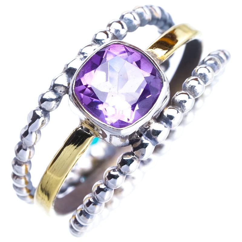 Bague améthyste en argent 925 fait main un bijou trois couches d'exception