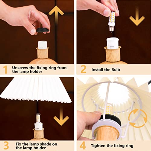 Kunjoulam Small Pleated Table Lamp, Modern Bedside Nightstand Lamp With Beige Lampshade, Metal Base Cute Lamp For Bedroom, Living Room, Kids Room, Dorm With E12 Bulb #TOP2