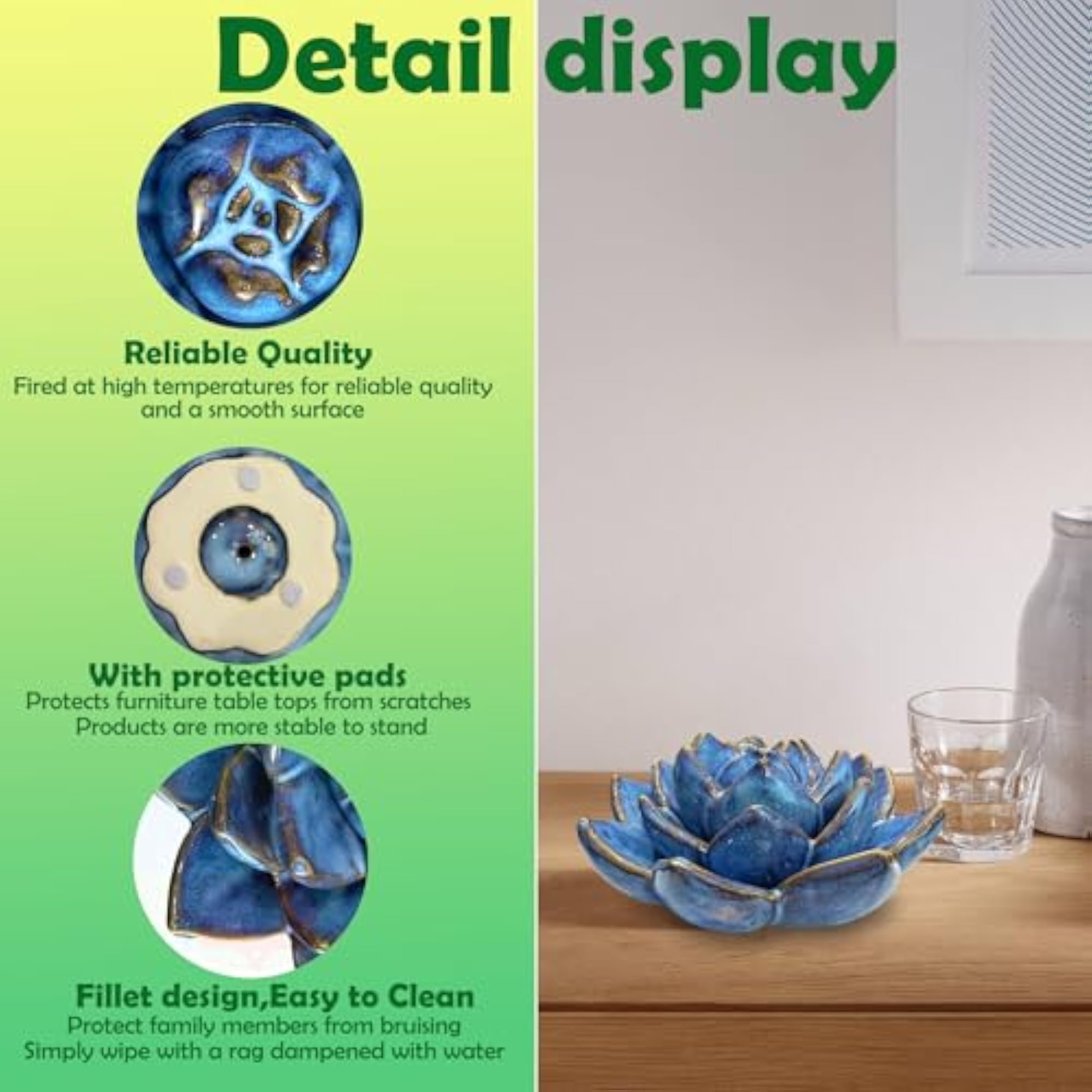 Ceramic Succulent Flower Table Centerpiece, Blue