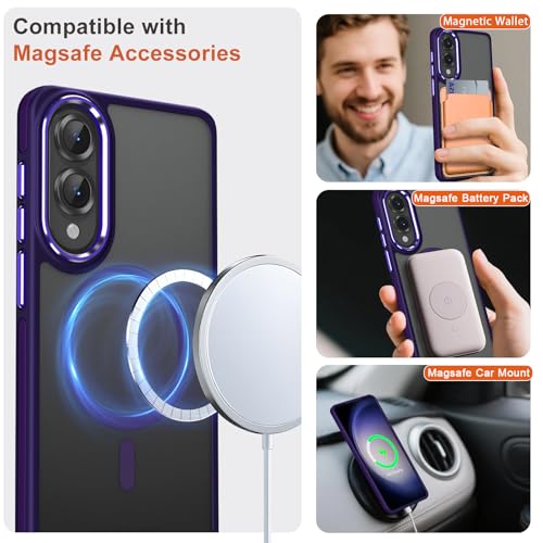 Image of MALEWOLF Case for Samsung Galaxy S25 Edge, Fits for Magsafe, Anti-Scratch Translucent Matte Cover [Non-Slip Grip], Color Hybrid Magnetic Phone Case for Galaxy S25 Edge, Drop Resistant (Dark Purple)
