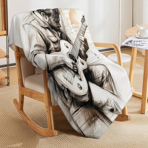 Couverture lit guitare douce lavable grand plaid