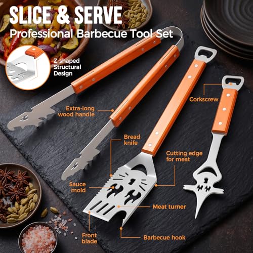 Set de pince spatule et fourchette pour BBQ Yoassi en acier inox durable - 6