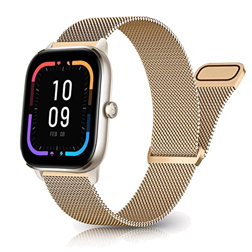 SUGARJAR Correa Compatible con Amazfit GTS 4 Mini/GTS 4/GTS 3/GTS 2e/GTS 2 Mini/GTS 2/GTS,20mm Correa magnética metal para Amazfit Bip 3 Pro/Bip S/GTR 42 mm,Samsung Galaxy Watch 5/4,Huawei GT3 42mm Cover