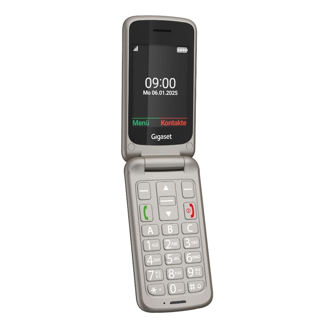 Gigaset GL595 Klapphandy mit SOS-Taste, 2,8 Zoll-Farbdisplay, Titanium