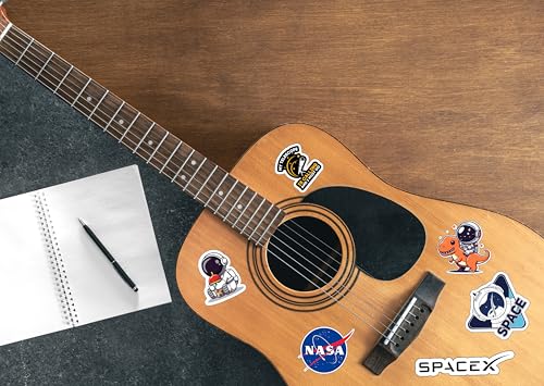 Image of Mission to Space Theme Vinyl Stickers, Waterproof Self Adhesive Decals for Laptop, Journal, Guitar, Mobile Phone, Multicolour, Pack of 50