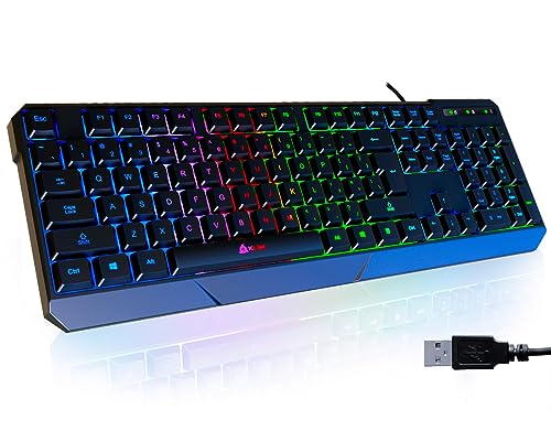 KLIM Chroma Gaming Keyboard Wired USB - New 2023 - Durable Ergonomic Waterproof Silent Backlit - Ideal for Gaming and Office - Teclado Gamer - 2 ms Response Time - PC Laptop Mac PS4 PS5 - Black KLIM Chroma Gaming Keyboard Wired USB - New 2023 - Durable Ergonomic Waterproof Silent Backlit - Ideal for Gaming and Office - Teclado Gamer - 2 ms Response Time - PC Laptop Mac PS4 PS5 - Black