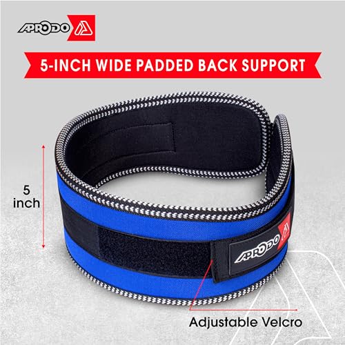 Image of APRODO Unisex 5'' inch Wide Nylon Eva Waist Support Belt Sport Pressurized Weightlifting Bodybuilding Fitness Squatting Training Lumbar Back Supporting Safety Belt