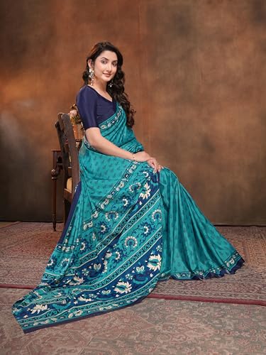 Image of Garden Vareli Floral Booti Print Crepe Saree With Unstitched Blouse Piece