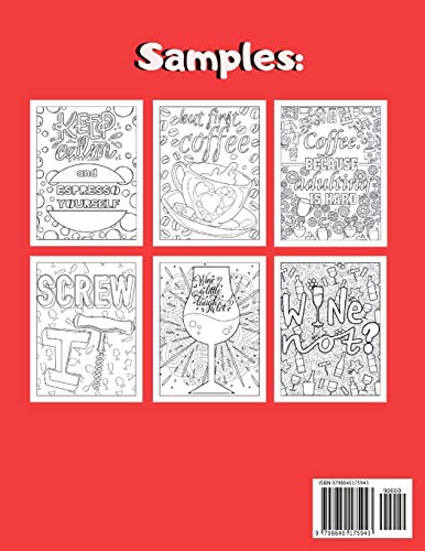 Coffee And Wine Coloring Book: Coffee & Wine Themed Adult Coloring Book with Funny Sayings for Relaxation and Stress Relief for Coffee & Wine Lovers - Unique Wine & Coffee Gift for Women & Men image 4