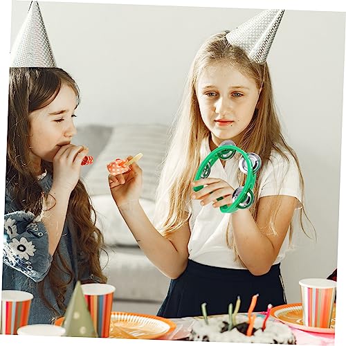 Toyvian 10 Pcs Círculo Sino Flor Círculo Quatro Sinos Tambores Mão Para Crianças Brinquedos Madeira