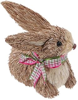 BESPORTBLE Woven Baskets Easter Straw Rabbit Figurine Hand Woven Straw Bunny Statue Easter Animal Figurine Spring Easter Rabbit Garden Home Table Decoration Desk Topper