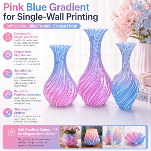 Image of PETG 3D Printer Filament,Blue to Rose,Aurora Blue Purple,Pink,Diameter 1.75mm Net Weight 1kg(2.2lbs)