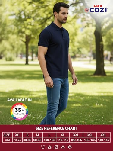 Image of Lux Cozi Men's Half Sleeve Soild Casual Regular Fit T-Shirt with Chest Pocket | Polo Tshirt for Men