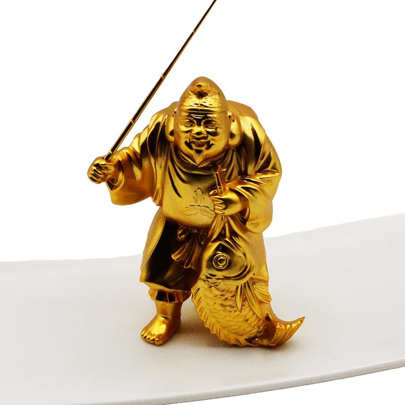 Amazon.co.jp: えびす様 恵比寿 えびす 像 福笹船付 24K 純金メッキ 御
