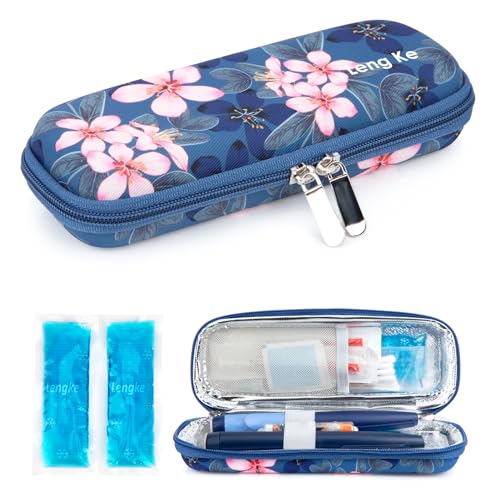 YOUSHARES Estuche de Viaje para Enfriador de Insulina con 2 Bolsas de Hielo, Pequeño Organizador Aislado de EVA para Diabéticos Bolsa para la Refrigeración deMedicamentos(Magnolia)