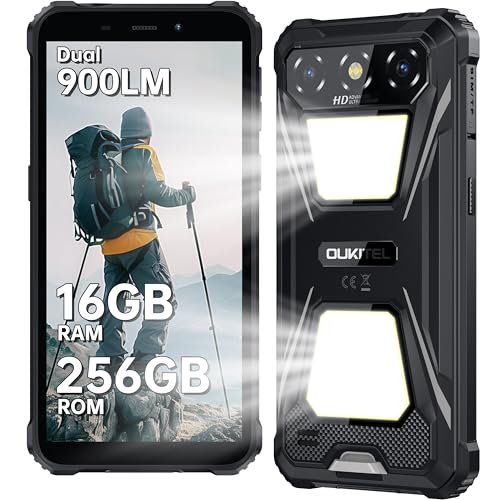 OUKITEL G5 Outdoor Handy Ohne Vertrag 16G+256G/1TB, 6 Zoll Rugged Smartphone mit 900LM Campinglicht | 6300mAh/IP68 Wasserdicht/13MP Kamera/Dual SIM/Android 14/GPS/OTG/Face ID OUKITEL G5 Outdoor Handy Ohne Vertrag 16G+256G/1TB, 6 Zoll Rugged Smartphone mit 900LM Campinglicht | 6300mAh/IP68 Wasserdicht/13MP Kamera/Dual SIM/Android 14/GPS/OTG/Face ID