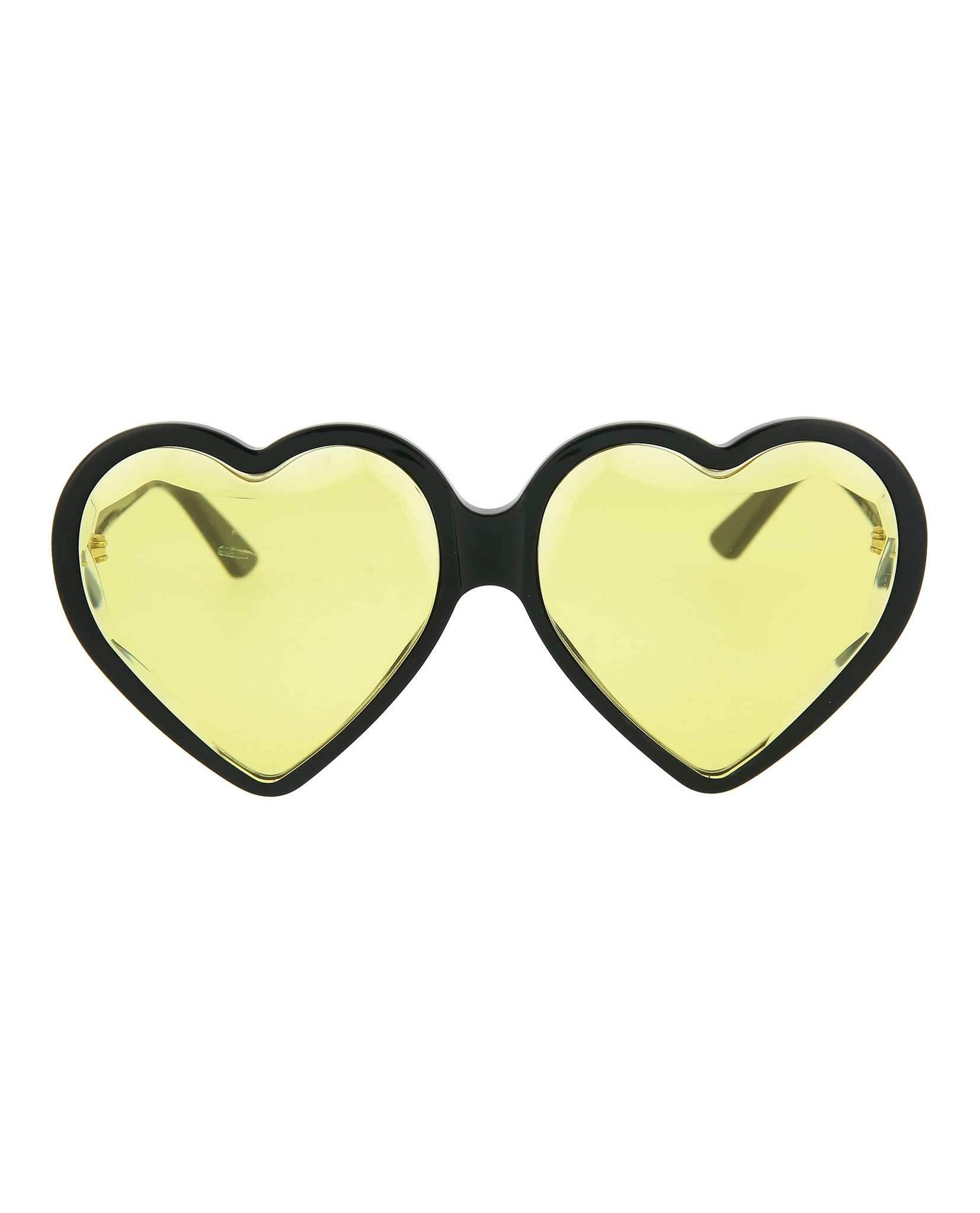Gucci GG0360S 002 Heart Black Plastic Round Sunglasses Yellow Lens