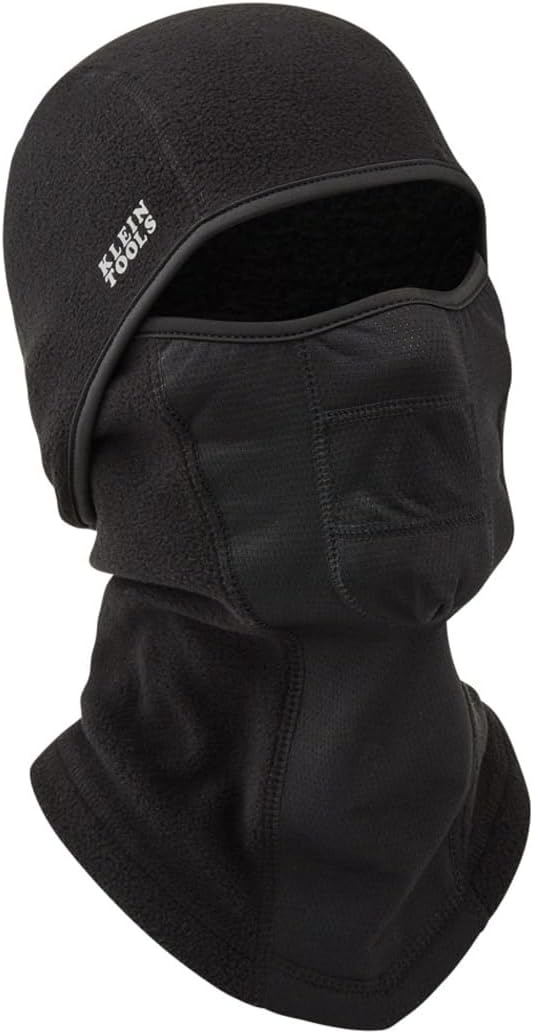 Klein Tools 60132 Balaclava, Warm Breathable Fleece Wind Proof Hinged Balaclava Face Mask, Black - Image 6